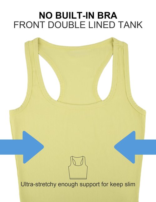 GGOV Sports Crop Tank Tops for Women Cropped Workout Tops Racerback Running Yoga Tanks Cotton Sleeveless Gym Shirts Yellow Green