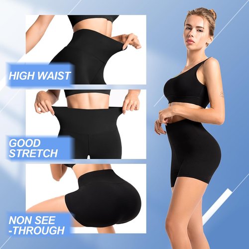 Leafigure Biker Shorts for Women - High Waisted 2.5" Gym Shorts for Yoga & Workout | 2 Pack