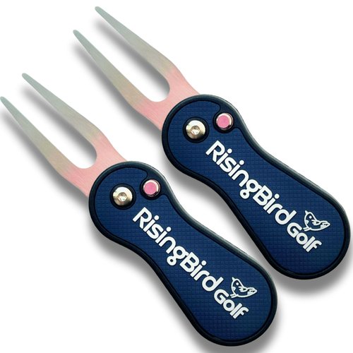 RisingBird Golf Divot Repair Tool, Pivot Tool, Ergonomic Grip & Vibrant Colors, Lightweight, Golf Accessories, Golf Gift, USA Company (2, Navy Blue)