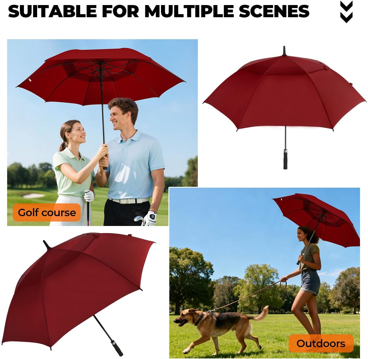 ZDSSM Automatic Open Golf Umbrella - Extra Large 54/62/68/72 Inch Double Canopy | Windproof & Waterproof