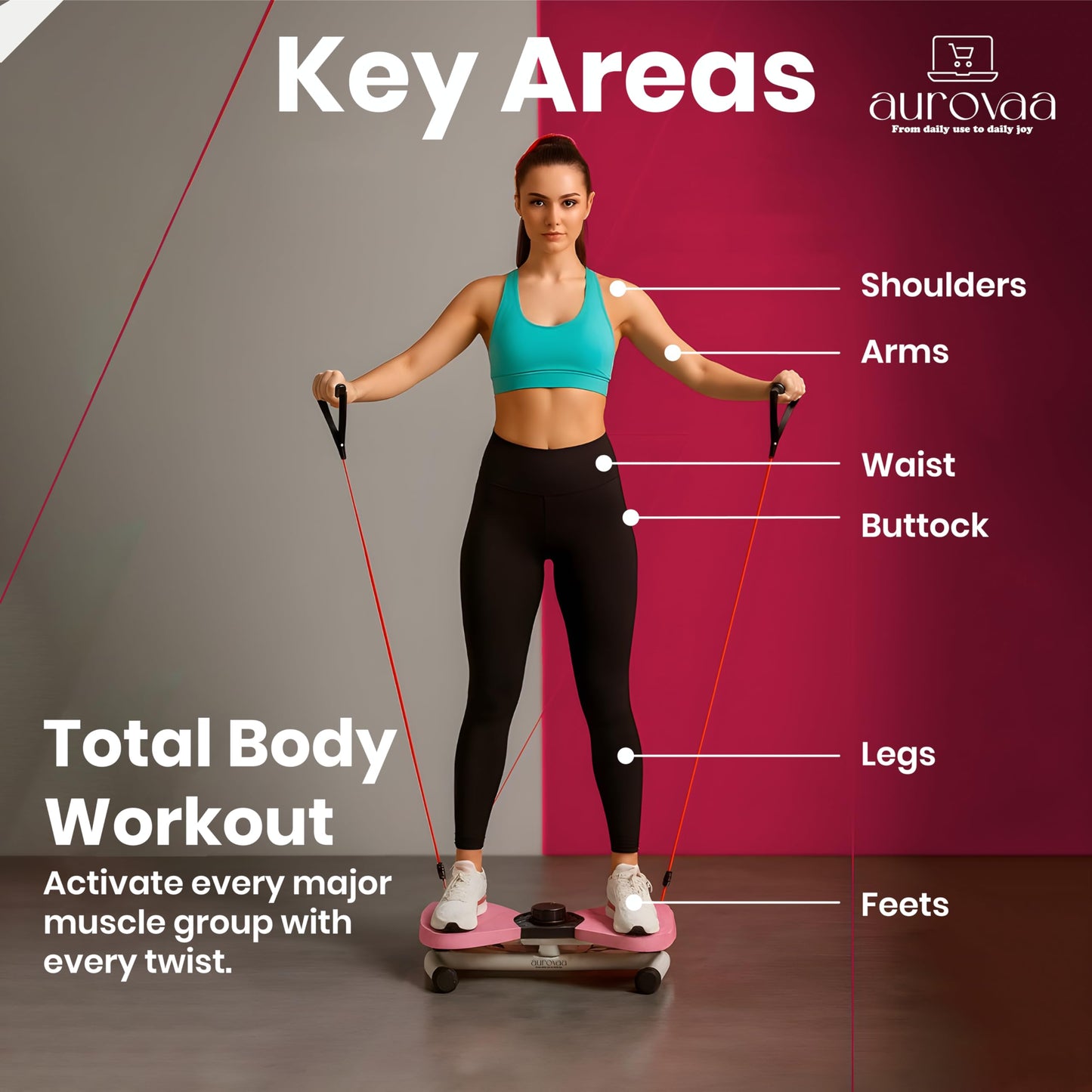 Aurovaa Waist Twister Machine Exercise, Ab Twist Board with 330 lbs Weight Capacity, Abs Workout for Slim Waist and Core Ab Exercise, Noiseless Home Gym Equipment for Women Men