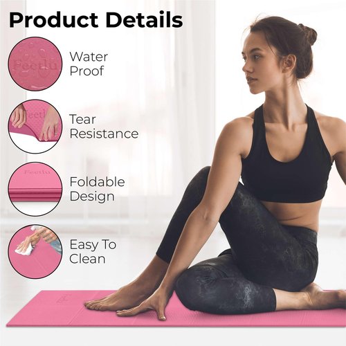 Feetlu Foldable Yoga Mat, 6mm Thick, Lightweight, Anti-Slip, and Easy to Store – Perfect for Travel, Yoga, Pilates, Home Workouts, and Floor Exercises