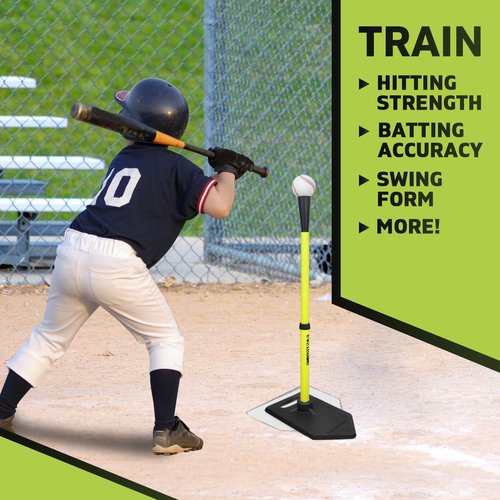 Eastgoing Baseball Tee - Adjustable 19"-32" Height Telescopic Molded Rubber Batting Tee for Kids