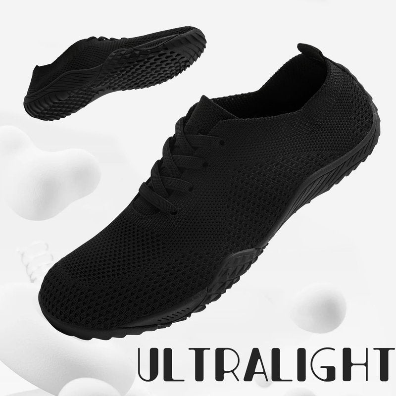RJYWGS Barefoot Shoes Women Tennis Walking Black Sneakers for Women Gym Workout Running Shoes for Womens Black Size 8.5