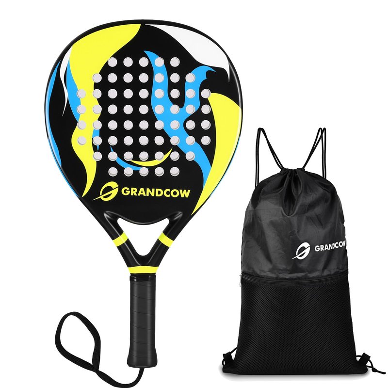 Padel Racket Palas de Padel raqueta Lightweight for Women Female Players Teardrop Shape, Soft EVA Core, Fiberglass Surface, Beginner to Intermediate Arm Friendly All Round Racquet 38mm (Black)