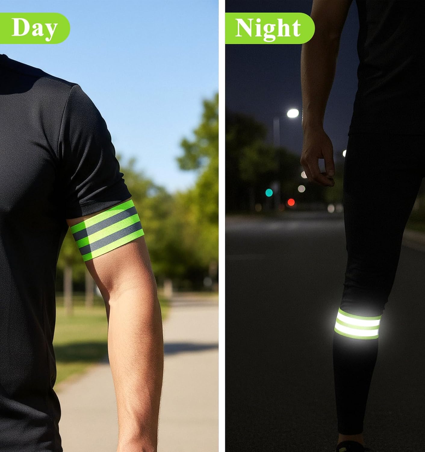 Skiennix Reflective Arm Bands - Adjustable Elastic for Runners & Night Walkers | 6PCS Set