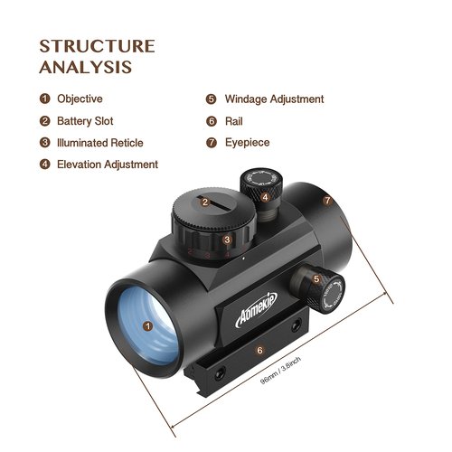 AOMEKIE Airsoft Red Dot Sight Scope Reflex Sight Rifle Scope 30mm Multi-Coated Lens with 22mm/11mm Weaver Picatinny Rail Mount for Hunting Shooting