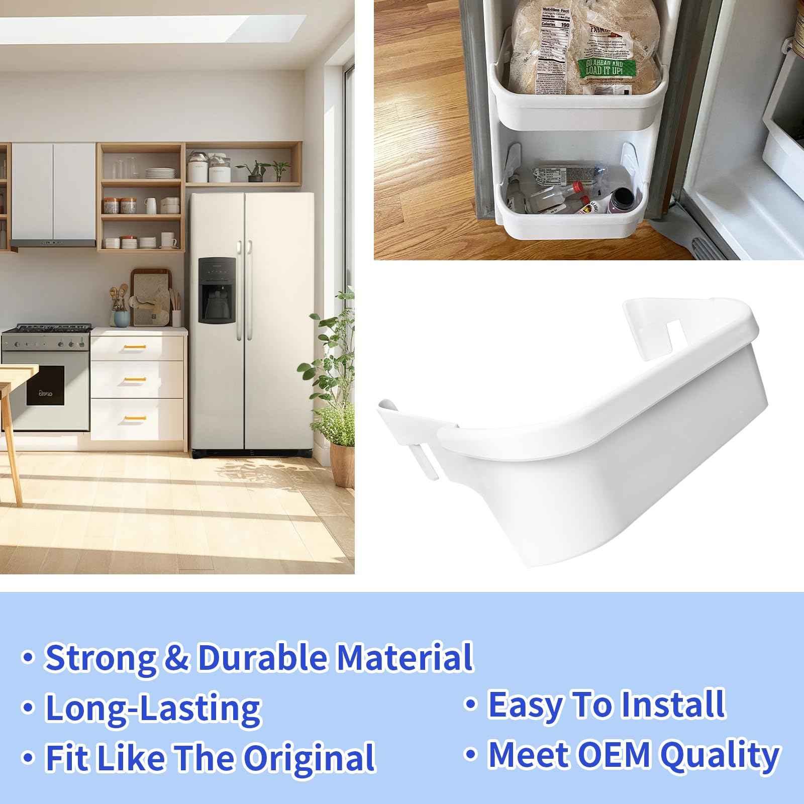 UPGRADED 2 PACK 240351601 Refrigerator Freezer Door Bin Compatible with Frigidaire Kenmore Door Shelf Replace 240351600, 240351607