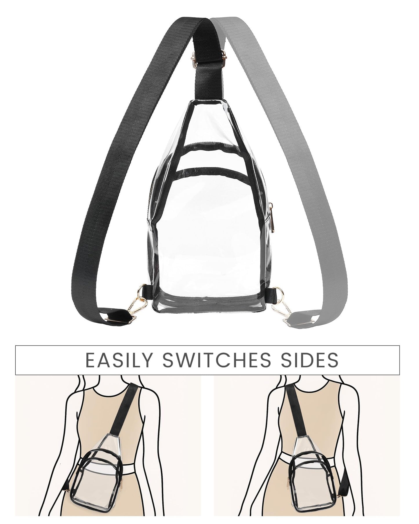 HULISEN Clear Sling Bag for Stadium Events, Clear Purse for Women