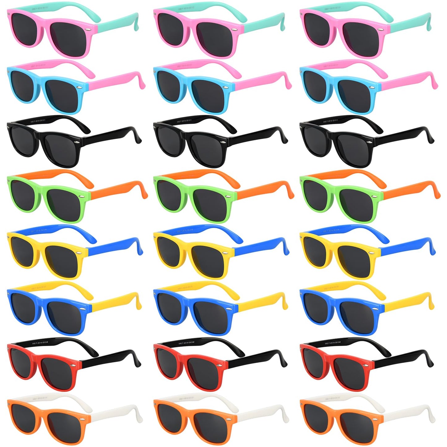 Mdvora Kids Polarized Sunglasses, Toddler Sunglasses UV Protection Flexible Rubber Glasses Shades(24pcs)