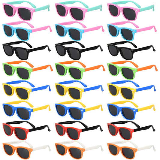 Mdvora Kids Polarized Sunglasses, Toddler Sunglasses UV Protection Flexible Rubber Glasses Shades(24pcs)