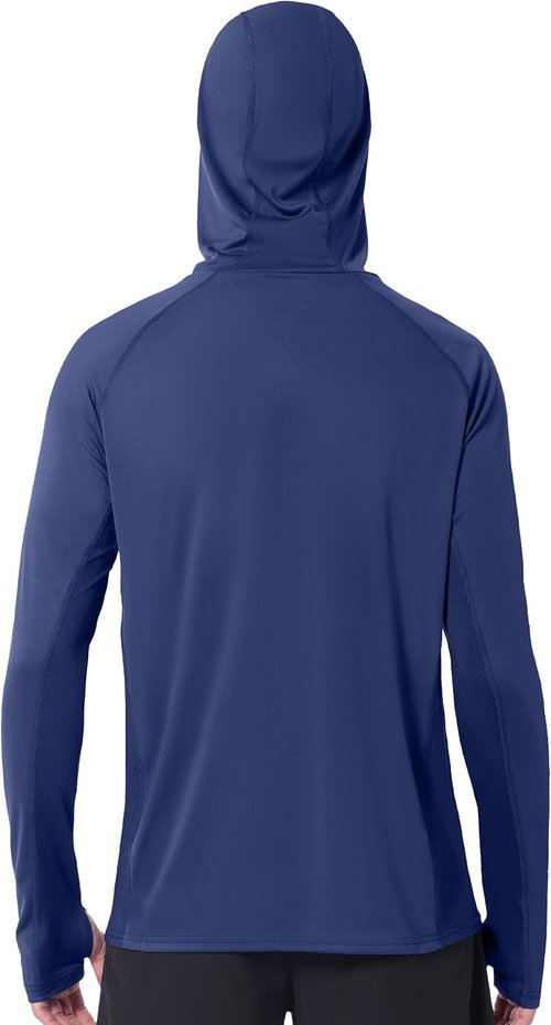 Isnowood Men's Fishing Sun Hoodie - UPF 50+ UV Protection Long Sleeve Shirt with Mask for Outdoor Activities