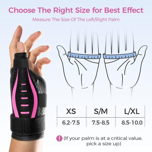 FULDAY Thumb Brace Right/Left Hand, Thumb Spica Splint Hand Brace for Arthritis Pain and Support, Ergonomical Thumb Stabilizer for Trigger Thumb, CMC, De Quervains Tenosynovitis Pain Relief(S/M Pink)