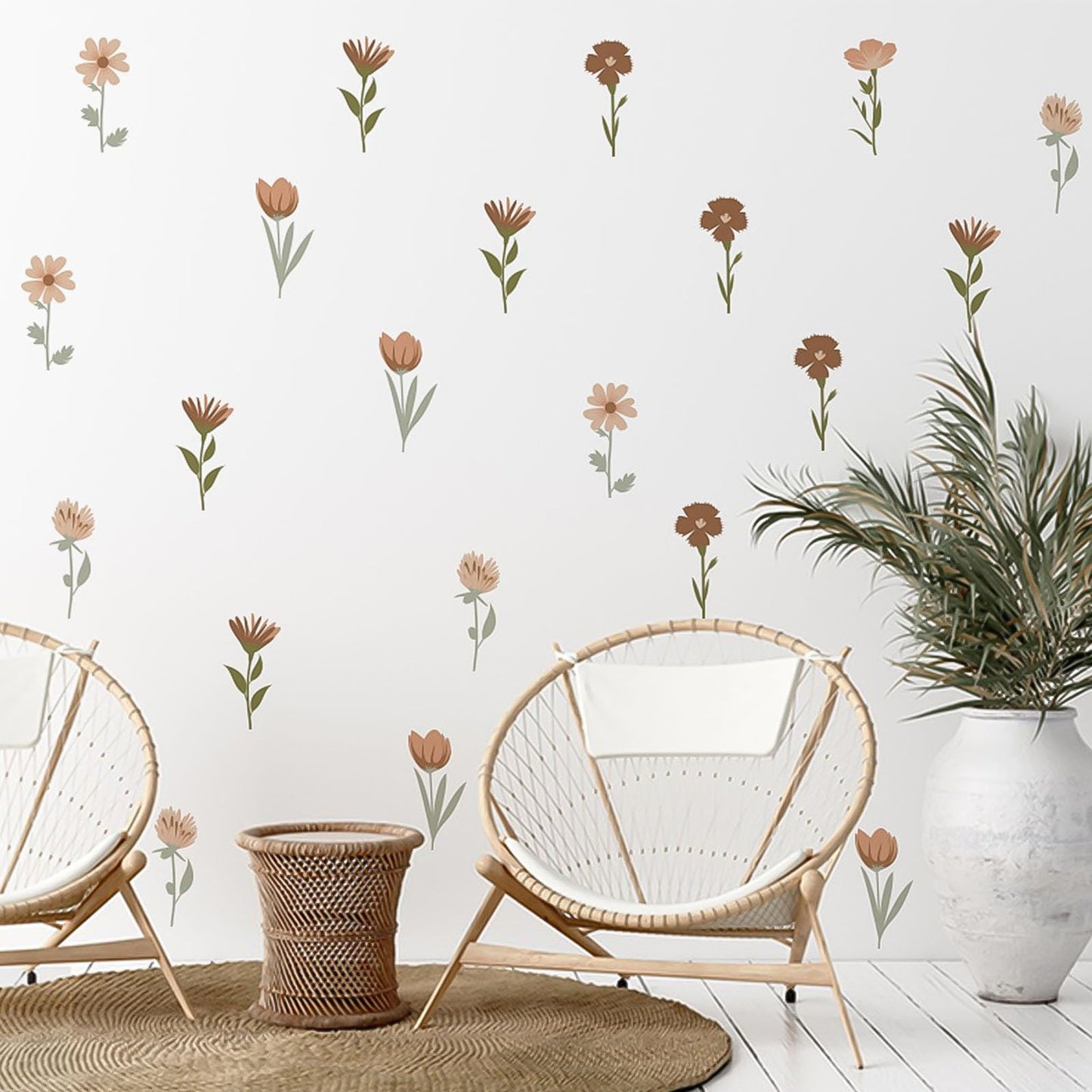 Arawat Flower Home Wall Decor Living Room 12 Sheets / 72 pcs Wall Decals Peel and Stick Aesthetic Wall Stickers & Murals Wildflower Wall Stickers Decor for Bedroom Boho Vinyl Kitchen Wall Murals