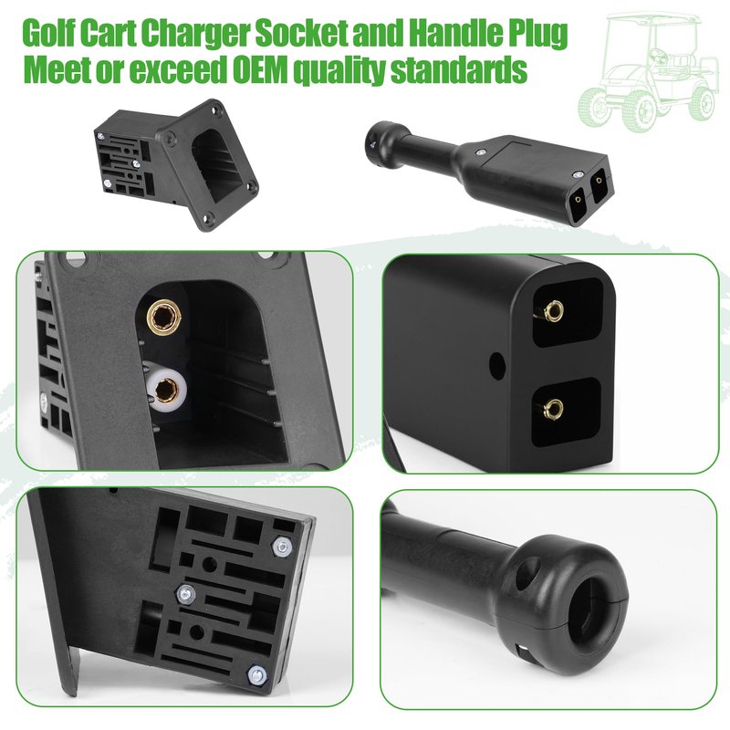 10L0L Golf Cart 36V PowerWise Charger Receptacle and Handle Plug, Charger Socket for EZGO TXT Medalist Golf Carts 1996 & Up 73345-G01 73063-G01