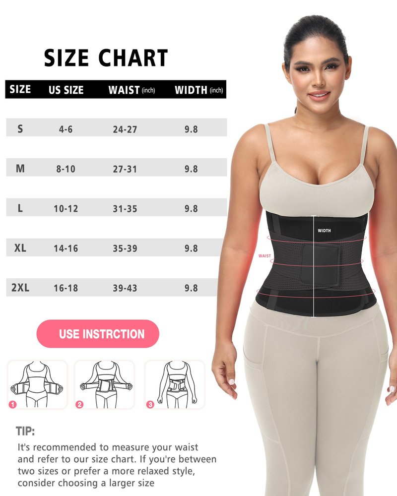 Kintarkee Waist Trainer for Women Man Waist Tmimmer Ab Belt Tummy Control Body Shaper Workout Sweat Belt Sports Sauna Suit (Black, Large)