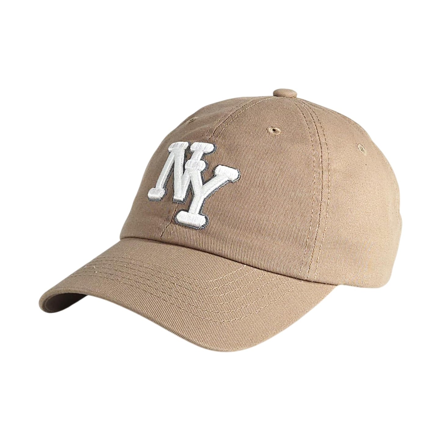 NY 3D Embroidered Cotton Dad Hat – Classic New York Baseball Cap, Adjustable Metal Buckle Strap, Unstructured Low-Profile Style - Dad Hat Khaki