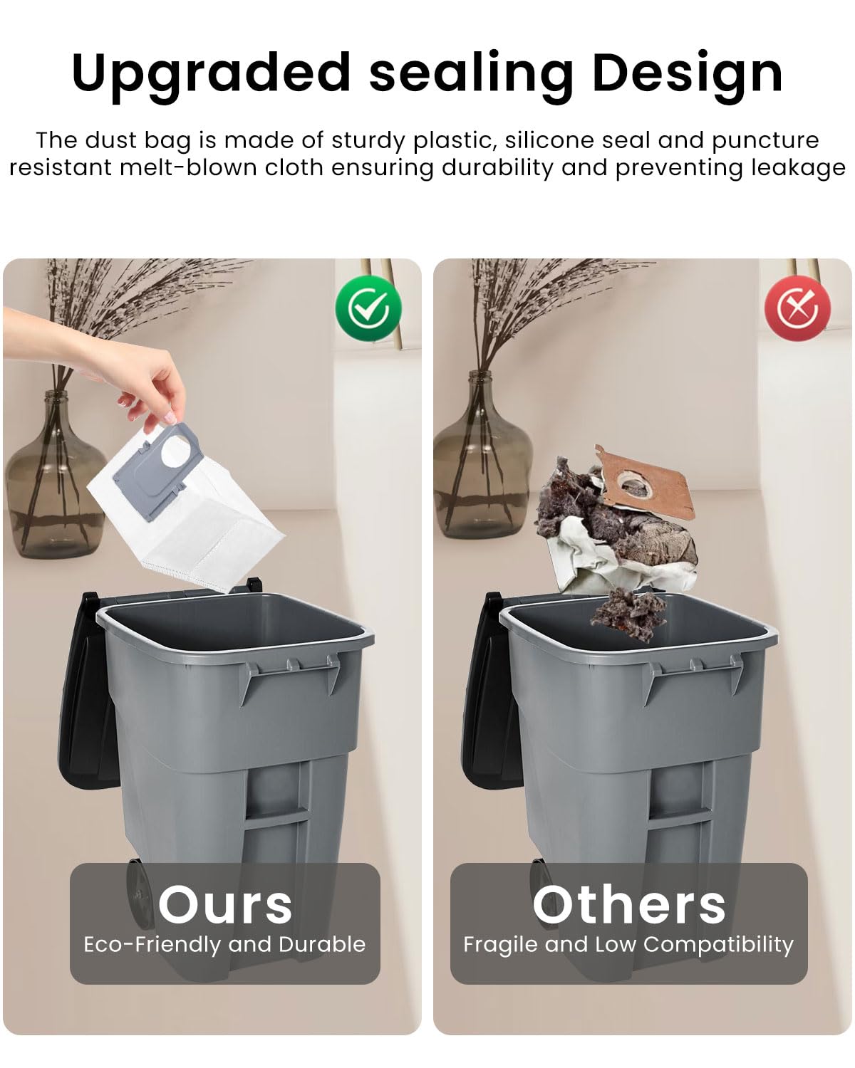 6Pack Vacuum Dust Bags for Roborock QV 35A,Qrevo S5V,Saros 10/10R/Qrevo/Q RevoS/Qrevo Pro/Plus/MaxV/Master/Curv S5X/Edge S5A/Qrevo Slim Robot Vacuum Dirt Disposal Bags,2.7L Large Qrevo Dust Bag