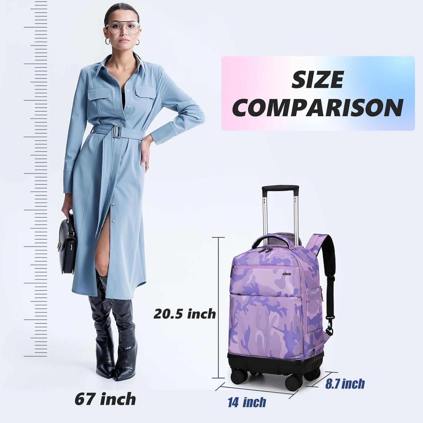 Skiennix Rolling Backpack - 18-Inch Laptop Bag with Removable Wheels | Water-Resistant & Wear-Resistant Design