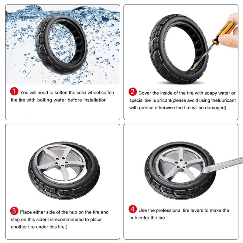 FOXNSK 8.5 Inch Solid Tire Tyre for Mijia M365, Front/Rear Rubber Tire Wheel Replacement for Electric Scooter 8 1/2x2 Anti-slip (2 PCS)
