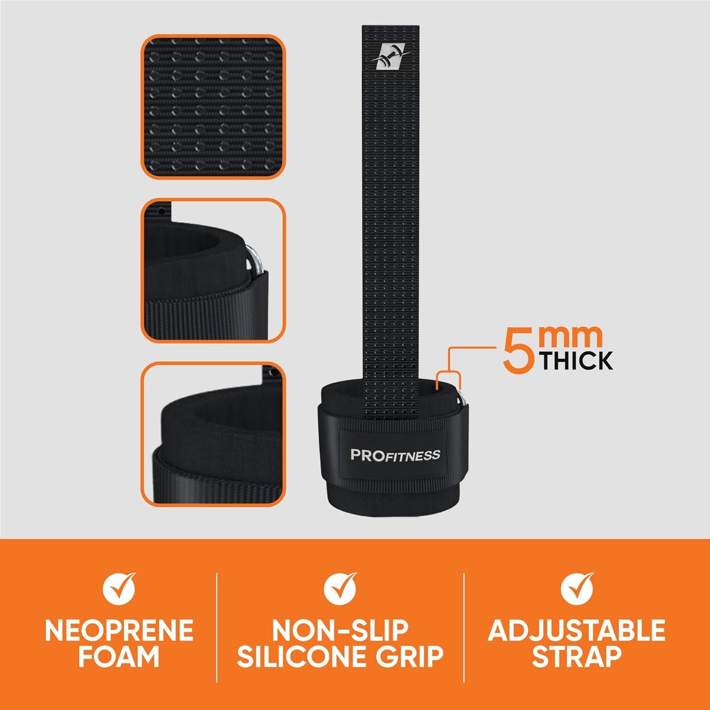 ProFitness Weight Lifting Straps - 10” Padded Neoprene Straps with Non-Slip Grip for Men & Women