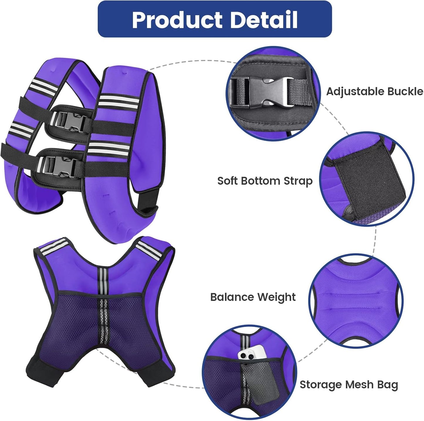 Zikopomi Weighted Vest - Versatile 6lb to 30lb Options with Reflective Stripes for Enhanced Workouts