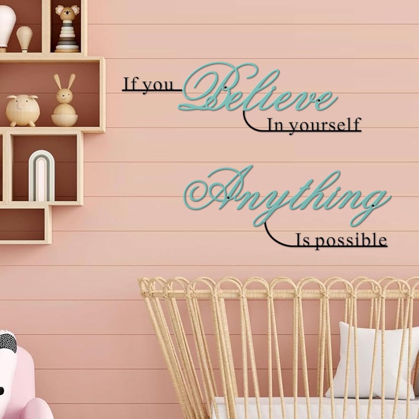Resama Inspirational Wall Art Decor - "Believe in Yourself" Metal Quotes | 2-Piece Set, Colorful Design