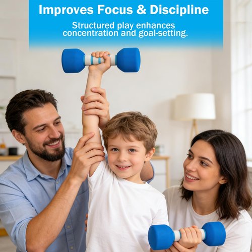 Kids Weight Set - A Pair of 2 Dumbbells for Toddler Childrens Exercise - Foam Dumbbell 1.5lbs Weights Workout Equipment (Blue)