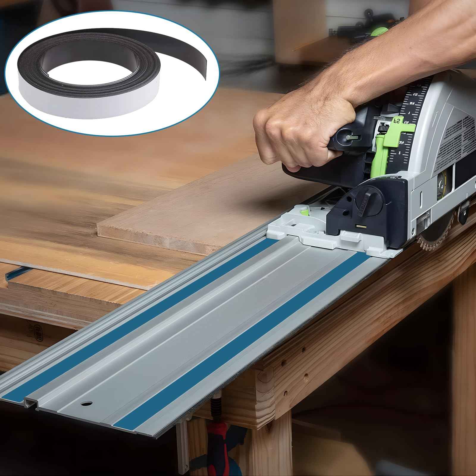 Barlezy 2PCS x 39" Track Saw Guide Rails Compatible with Makita Track Saw, Includes 2 Guide Rails, 2 Guide Rail Connectors & Guide Rail Splinter Guard Strip for Woodworking Longer Cuts, Sliver