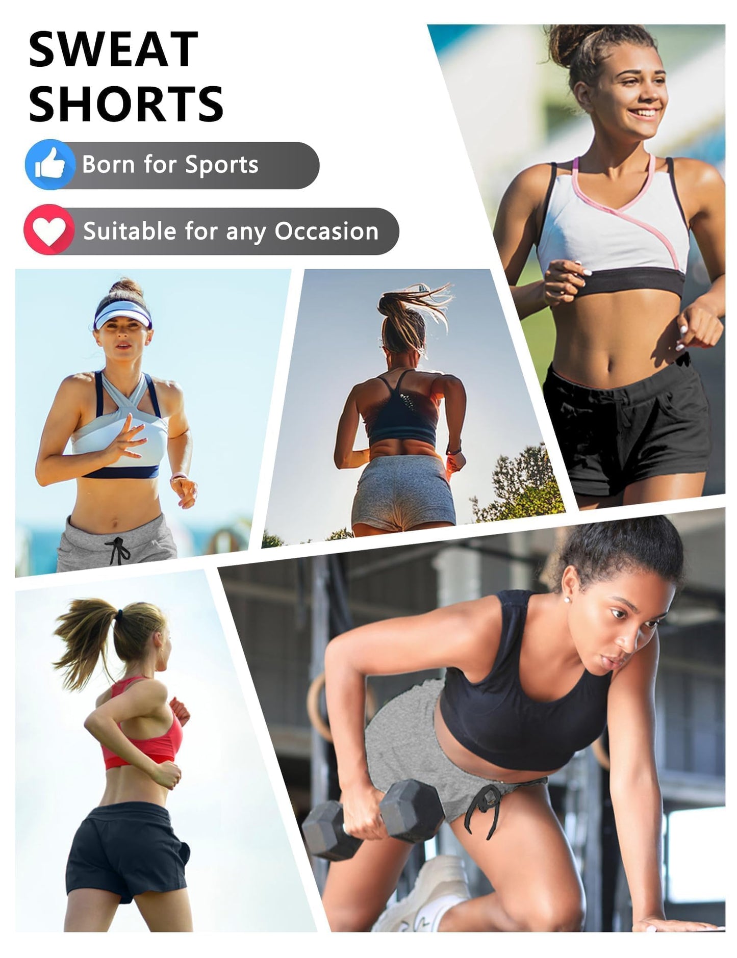 Dalavch 4 Pack Women's Summer Sweat Shorts Cotton Comfy Drawstring Shorts for Casual Lounge Sport Athletic with Pockets 2 Black 1 Pitch Blue 1 Heather Grey X-Large