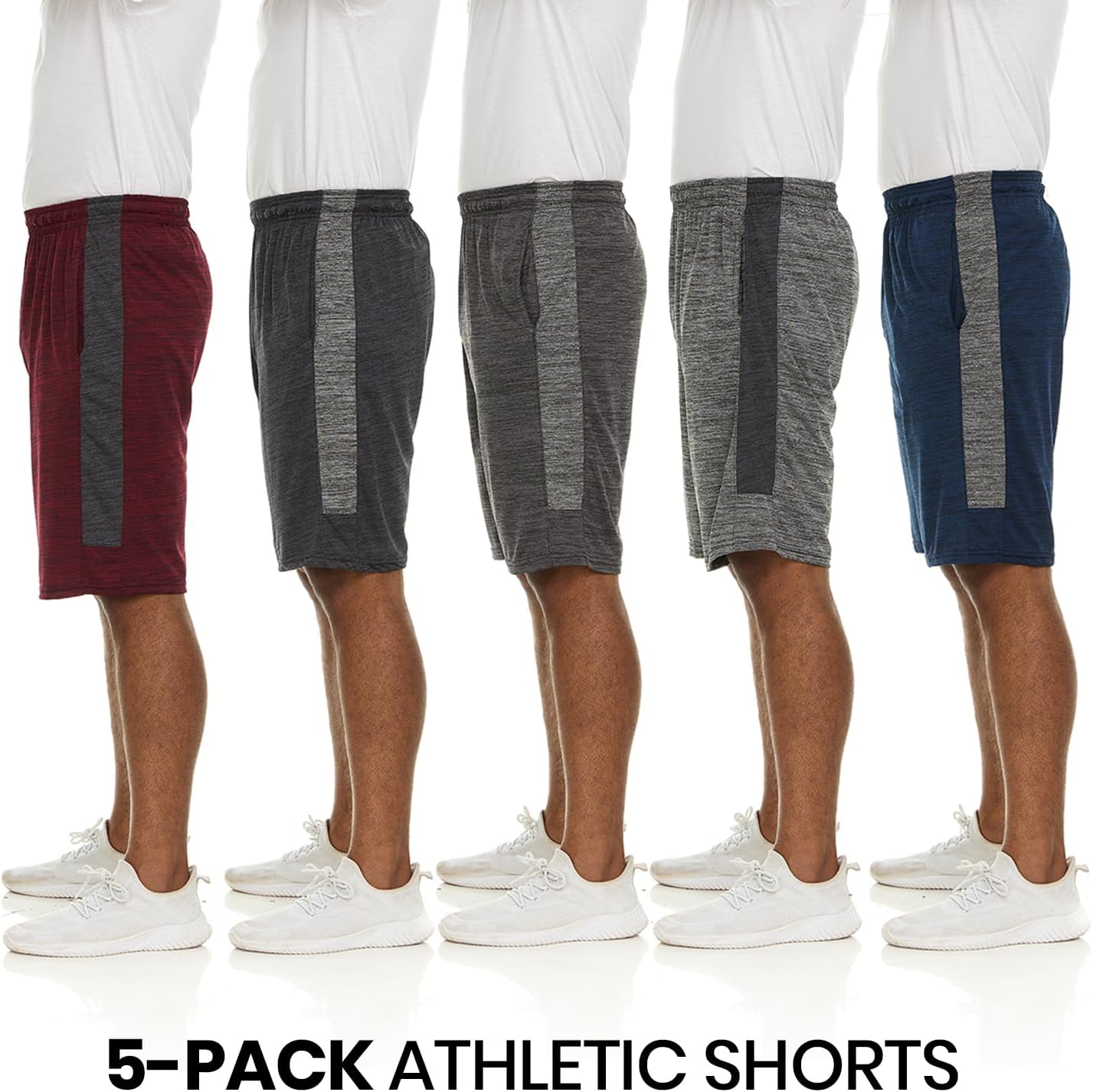 Skiennix Men's Dry-Fit Performance Shorts - 5 Pack of Sweat-Resistant Athletic Wear