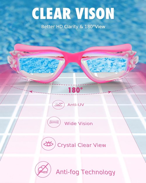 Aegend Swim Goggles for Kids | Anti-Fog, Anti-UV Comfort Fit for Ages 3-14