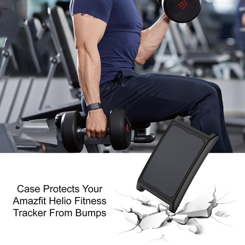 Vigamen 2 Pack Hard PC Case Compatible with Amazfit Helio Strap Fitness Tracker,Protective Frame for Women Men,Black Cover for Amazfit Helio