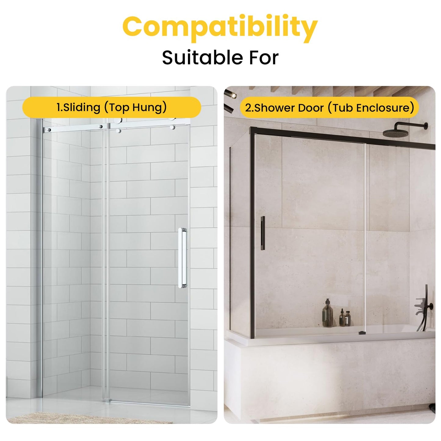 HONSNKS 2 Pcs M6219 Sliding Shower Door Bottom Guide, Plastic Shower Door Guide with 1/2 in Channel, Glass Shower Door Track Guide for Sliding Shower Door (Top Hung) Tub Enclosure Systems