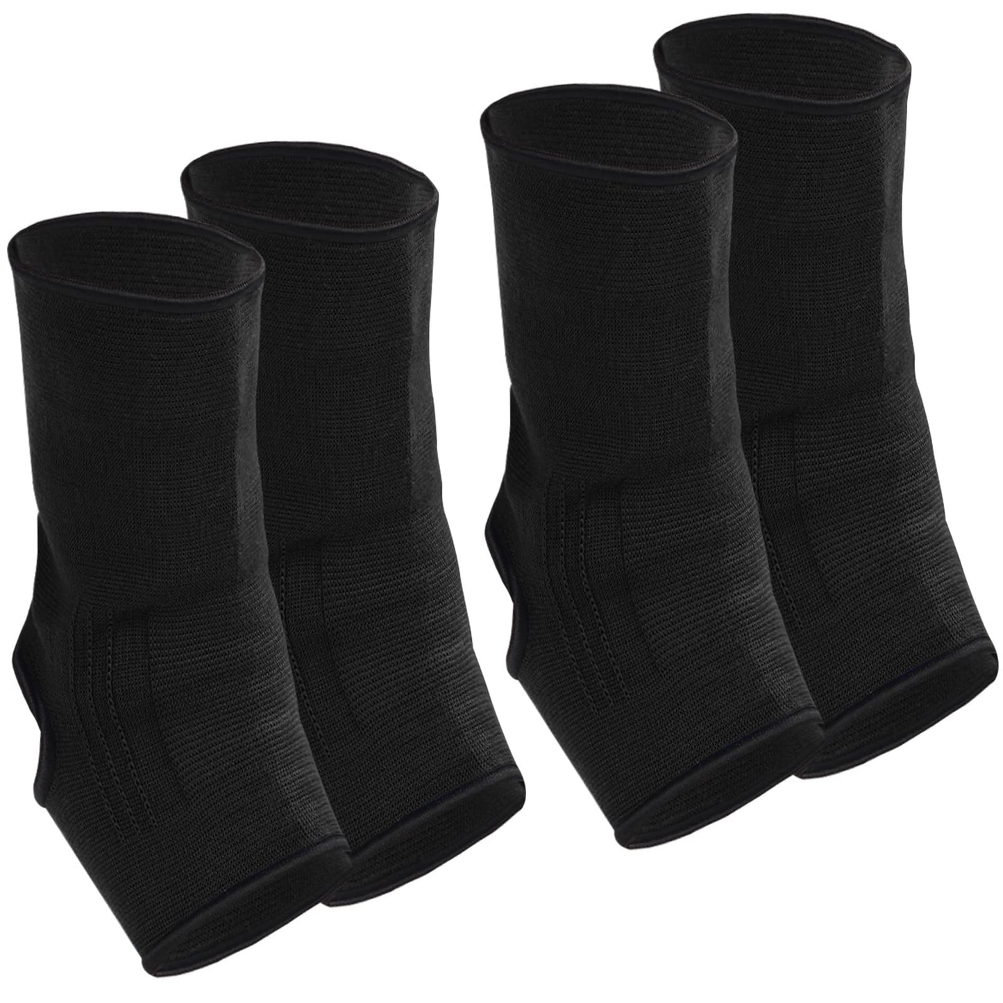 Geyoga 2 Pairs Muay Thai Ankle Support Compression Ankle Sleeve Boxing Foot Braces for Men Breathable Women Foot Wraps Support for Martial Arts Kickboxing Gym Running, L Size(Black)