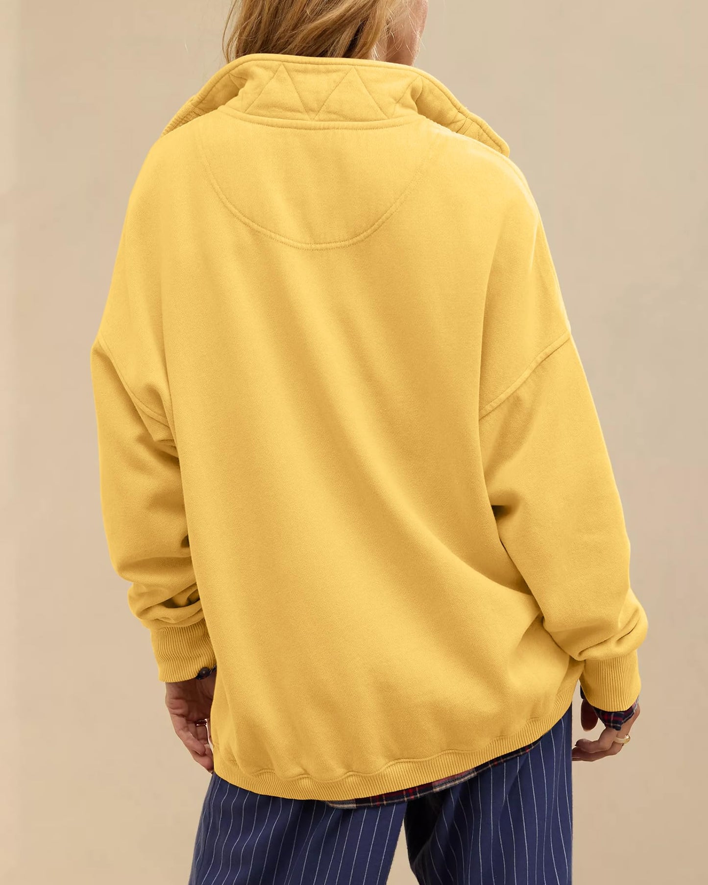 Gacaky Sweatshirt for Women Oversized Casual Long Sleeve Button Henley Neck Pullover Tops Fashion Outfits Clothes Canary Yellow S