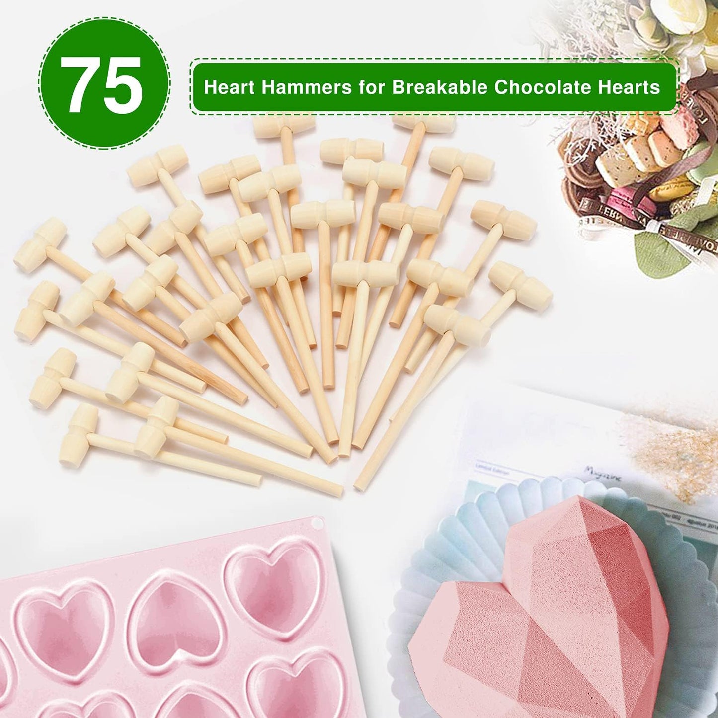 Skiennix Wooden Hammers - Mini Mallet for Breakable Heart & Bear Molds | 75 Pieces