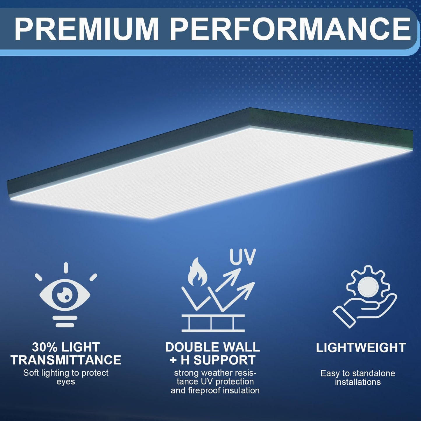 Pushglossy 4 Pack 23.75" x 47.75" Drop Ceiling Light Panel Diffuser Covers Fluorescent Lighting Panel Flat Sheet Polycarbonate Double-Wall Replacement Light Lens Cover with H Support