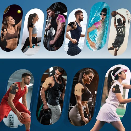 16PCS Precut Kinesiology Tape for Shoulder,Shoulder Tape for Pain Relief&Support Waterproof and Breathable,Tape for Shoulder Support & Muscle Sport