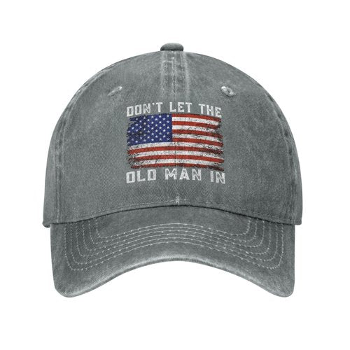 FLALORI Unisex-Adults Gray-8 Graphic Baseball Cap - Don't Let Old Man In - One Size - Adjustable - Spring/Summer/Fall/Winter - Indoor/Outdoor - Baseball/Fishing/Hiking