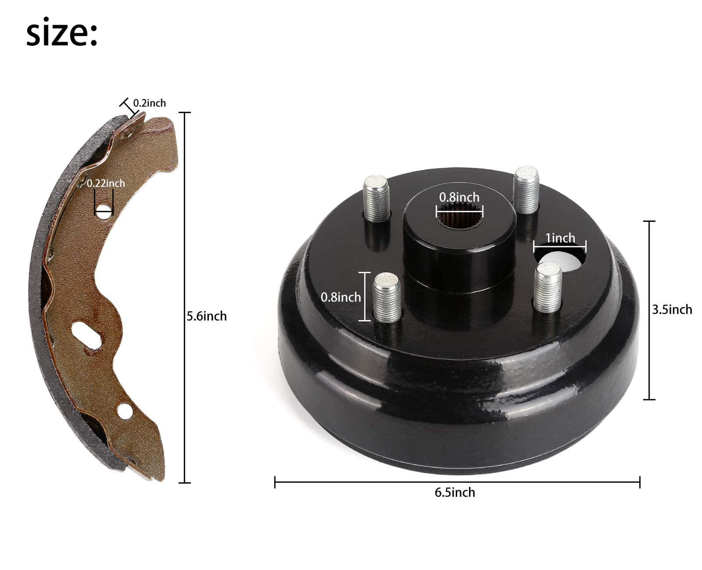 10L0L Golf Cart Brake Drum & Brake Shoes Kit for EZGO TXT 1996-Up Electric Golf Carts, Rear Brake Hub Drum Maintenance & Repair Kit, Replace OEM# 19186G1 70794G01 70795G01 27943G01 27945G01