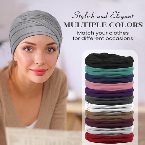 BCHRTOIP 4 Pcs Chemo Headwear for Women, Soft Cancer Headwear Elastic Cancer Hat for Hair Loss