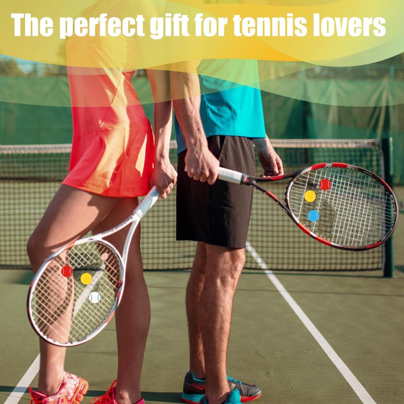 Gosknor 16pcs Tennis Racket Dampeners, Soft Silicone Racquet Vibration Damper Cute Pattern Shock Absorbers Tennis Accessories for Training and Matches