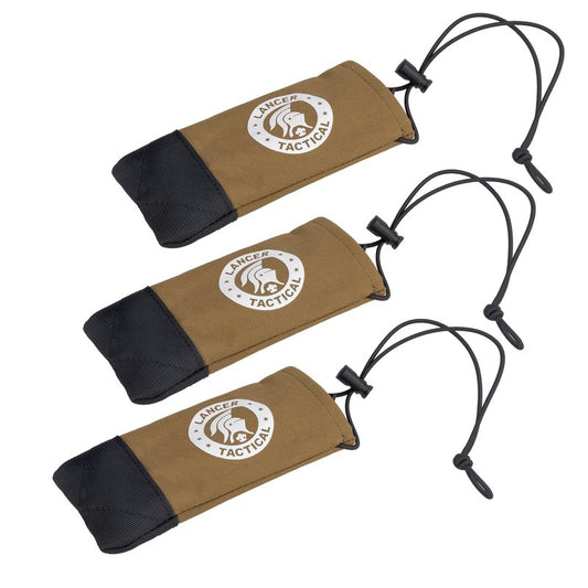 Lancer Tactical Airsoft Tactical Airsoft Barrel Cover w/Bungee Cord for Airsoft Guns and Paintball Markers-3 Pack (Tan)
