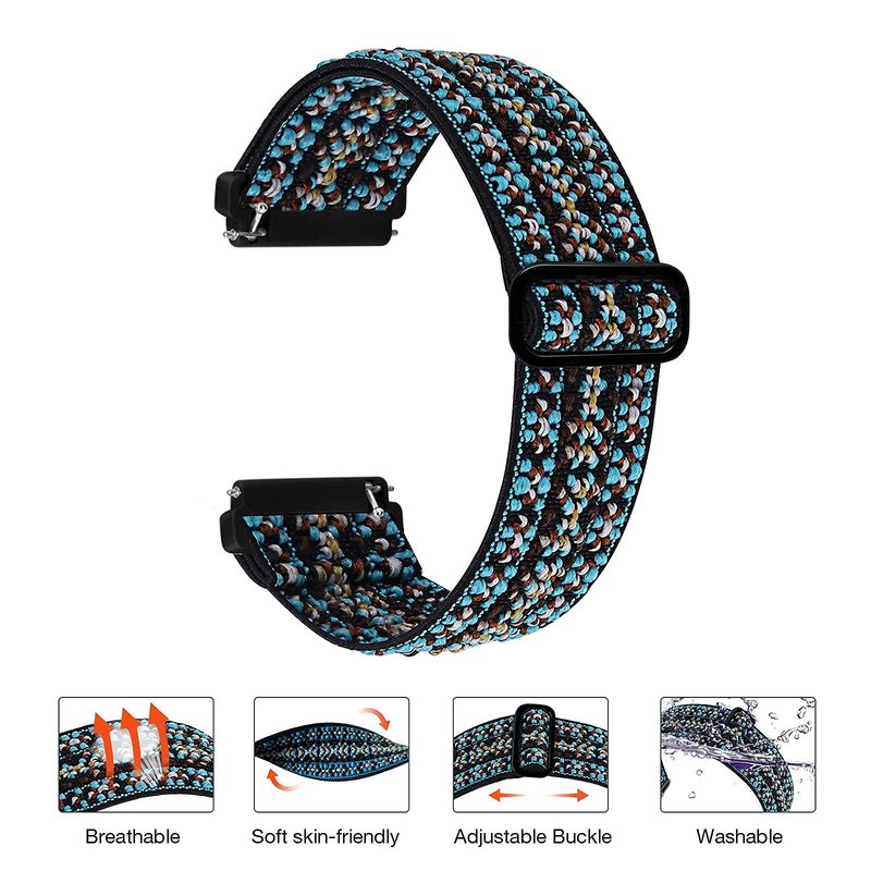 BOTNUW 4 Pack Elastic Bands - Compatible with Fit bit Versa 2, SE, Lite Wristbands - Soft Loop Nylon Adjustable Stretchy Replacement Straps for Women and Men