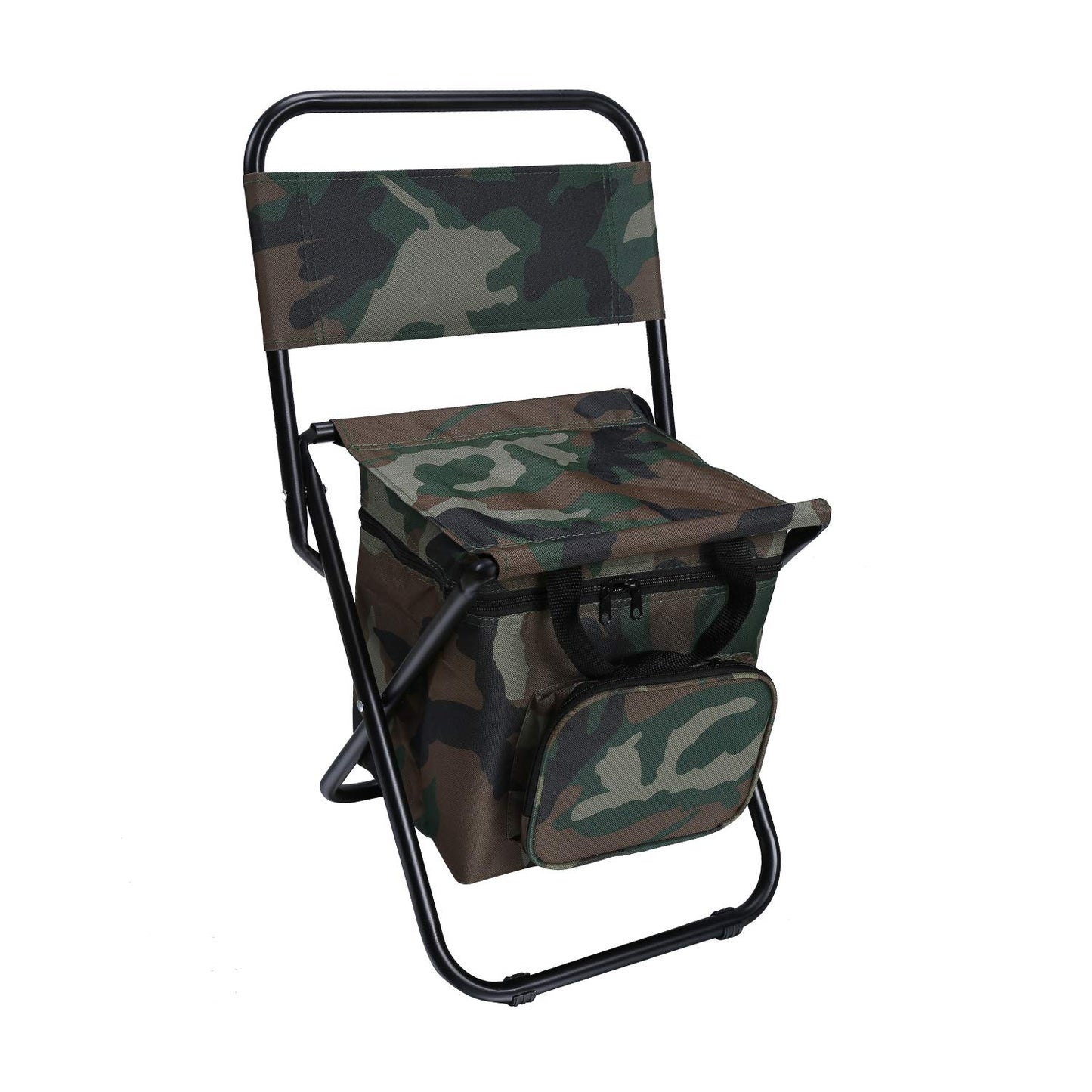 LEADALLWAY Fishing Chair with Cooler Bag Large Compact Fishing Stool Foldable Camping Chair (Green Large)