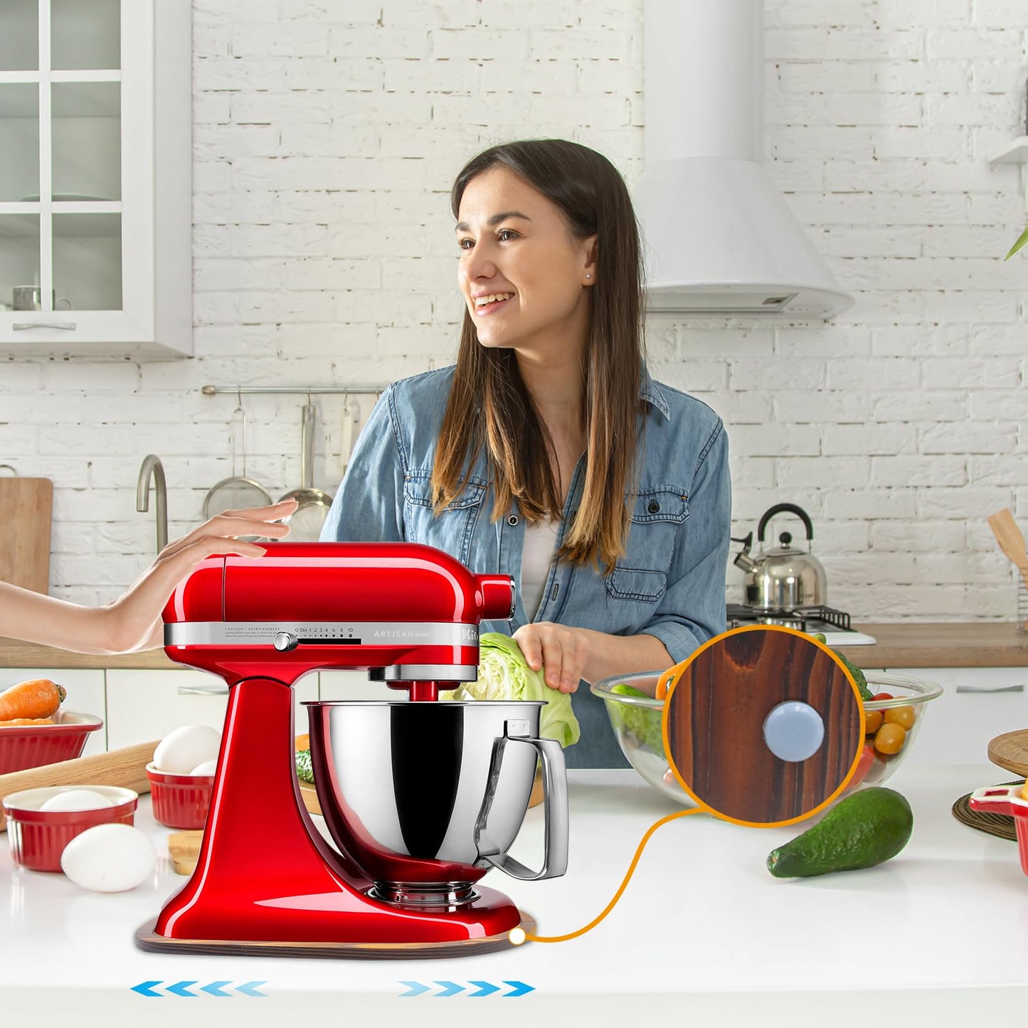 Mixer Slider Mat for Tilt Head Kitchen Aid 4.5-5 Qt Stand Mixer, Appliance sliding mat for kitchenaid Artisan 4.5-5 Qt, Kitchen Countertop Storage Accessories Moving Tray attachments (Brown)