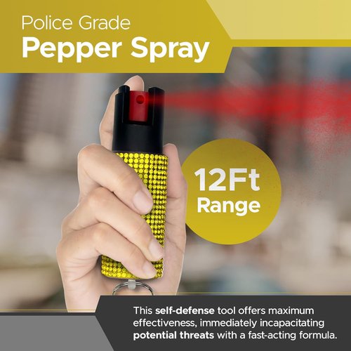 FURY Rhinestone Pepper Spray - Max Strength 12Ft Range | UV Dye Identifier & Anti-Leak Design
