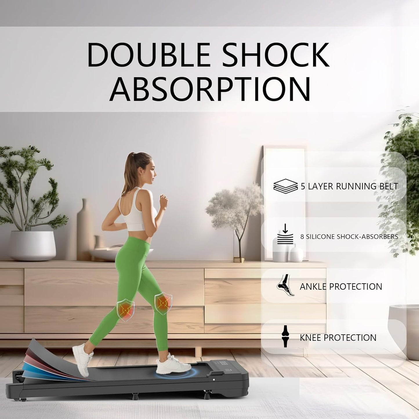 Skiennix 3-in-1 Treadmill - Portable Under Desk Walking Pad with Incline & LED Display, Remote Control
