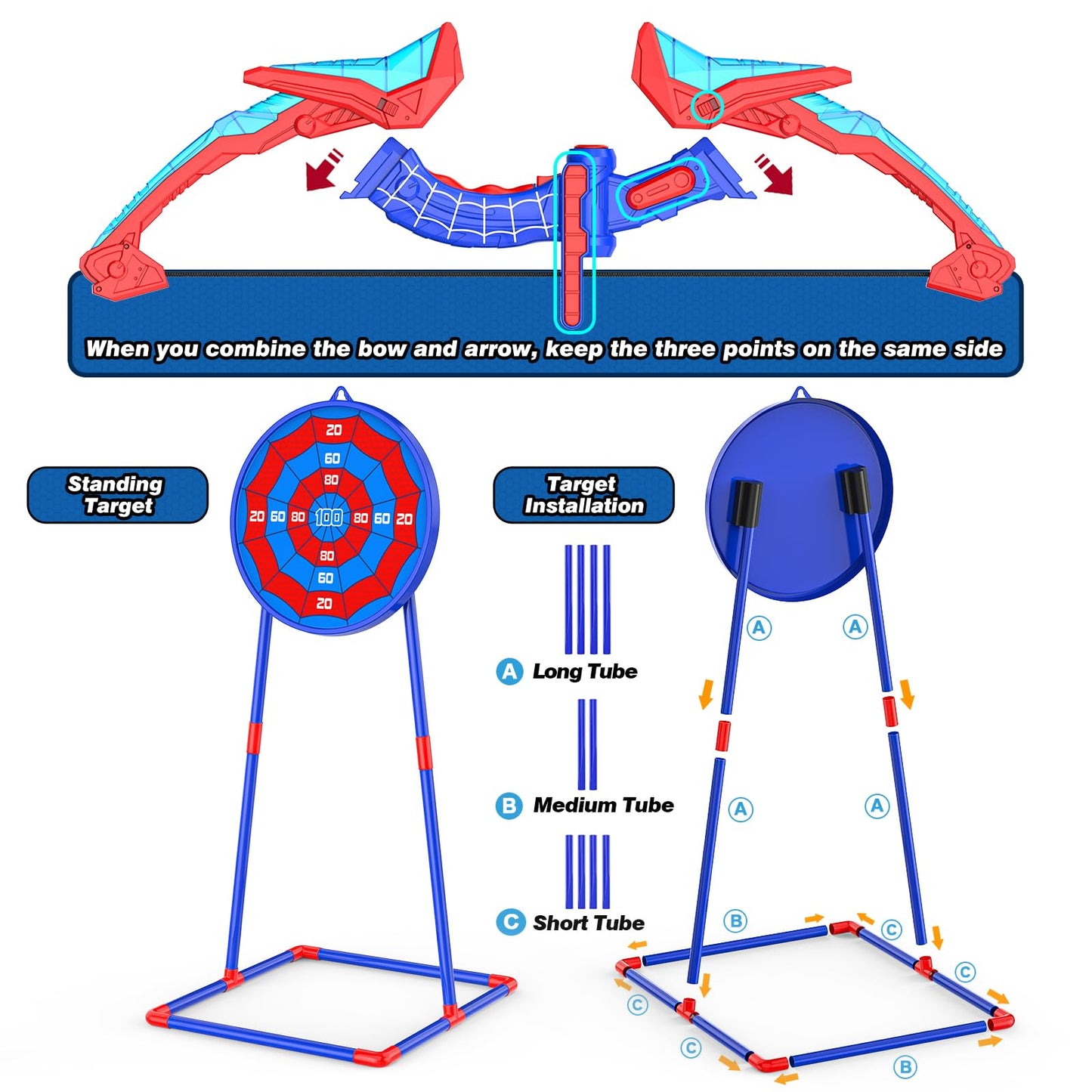 Polkoliye 2 Pack of Kids Bow and Arrow Set, LED Light Up Archery Toy Set with 14 Suction Cup Arrows, Detachable Target, Indoor Outdoor Hunting Play Gift Toys for Kids, Boys & Girls Ages 6-12